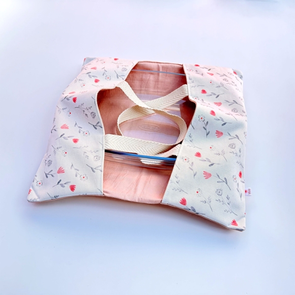 Bolsa Porta Bandeja Flores Fondo Claro